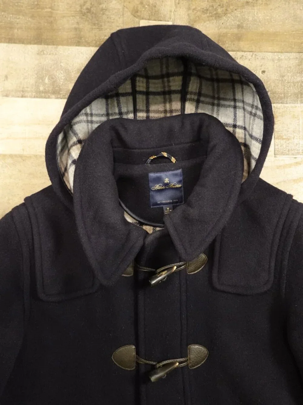 Brooks Brothers Duffle Coat Men’s Medium Navy 100% Wool Hooded Toggle